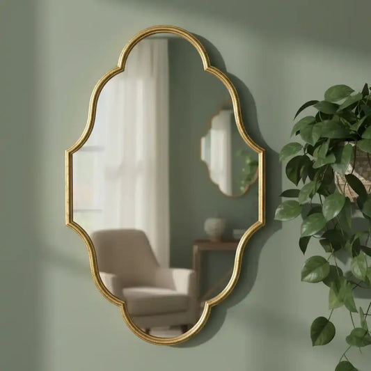 Decorative Distressed Gold Shaped Portrait Mirror