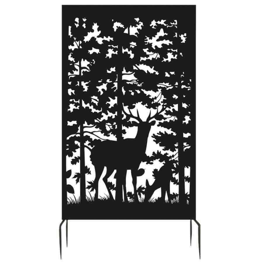 Deer Design Black Metal Privacy Garden Screen - The Farthing