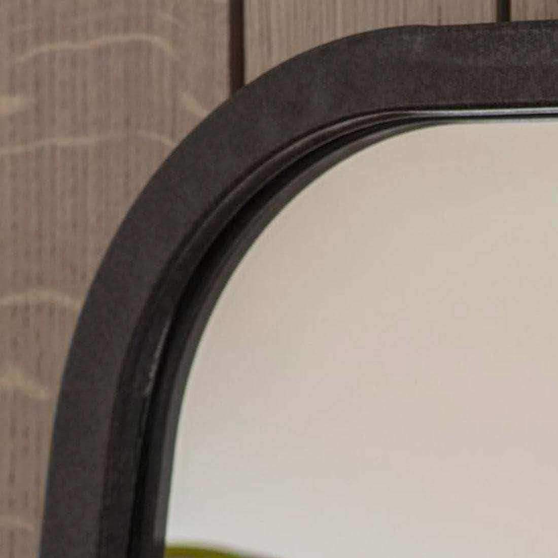 Distressed Black Flowing Curved Corner Wall Mirror - The Farthing