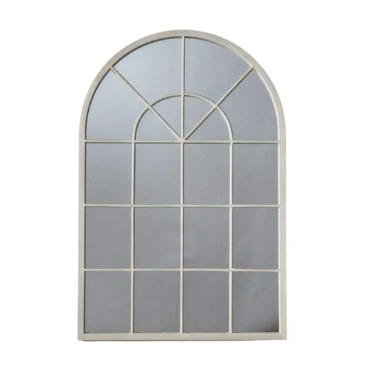 Distressed Cream Arched Top Window Mirror - The Farthing