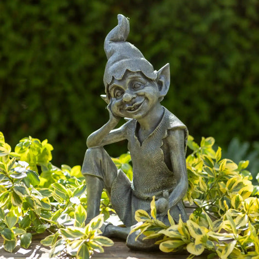 Distressed Finish Garden Sitting Pixie Ornament - The Farthing