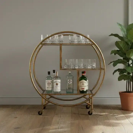 Distressed Gold Art Deco Drinks Trolley