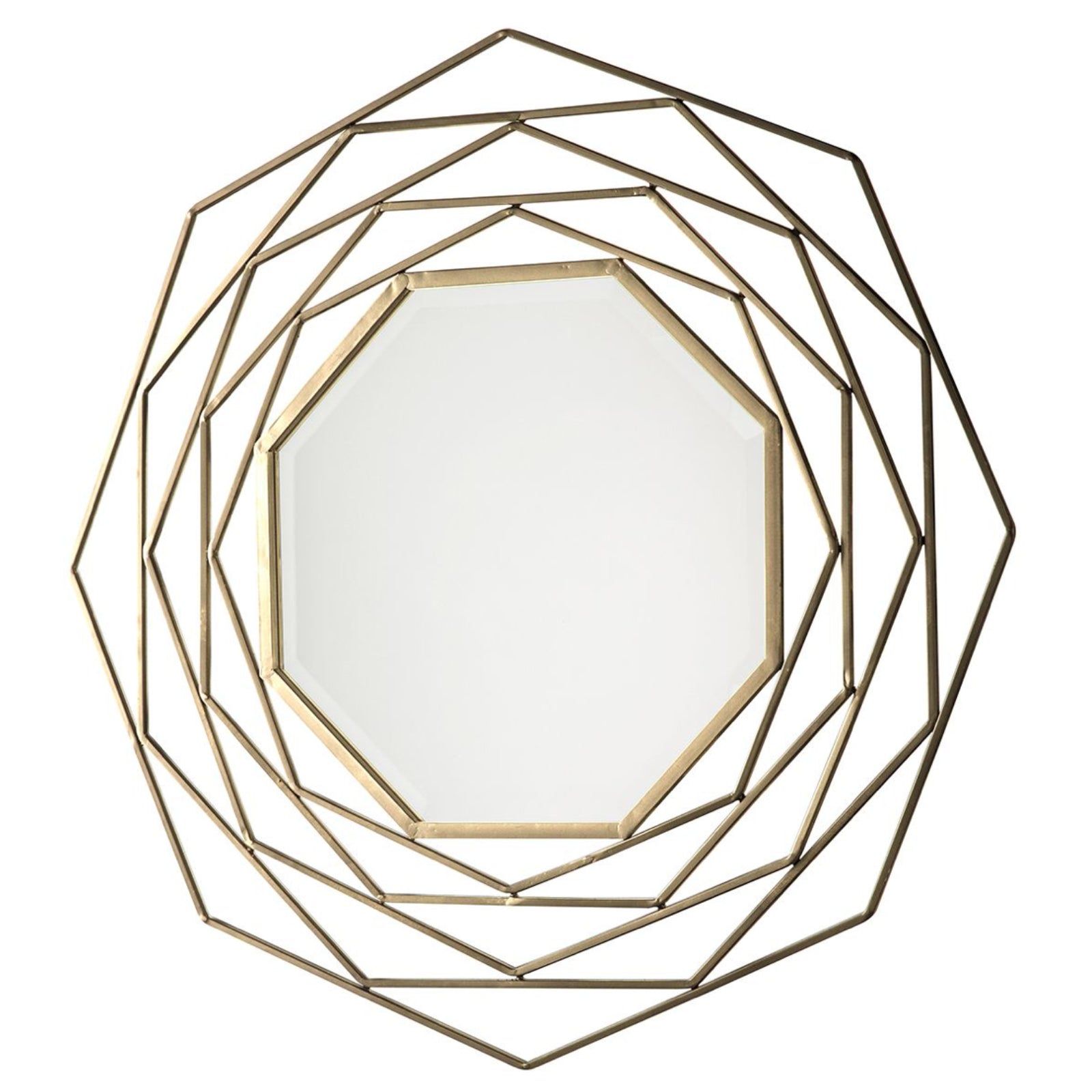 Distressed Gold Art Deco Metal Mirror - The Farthing