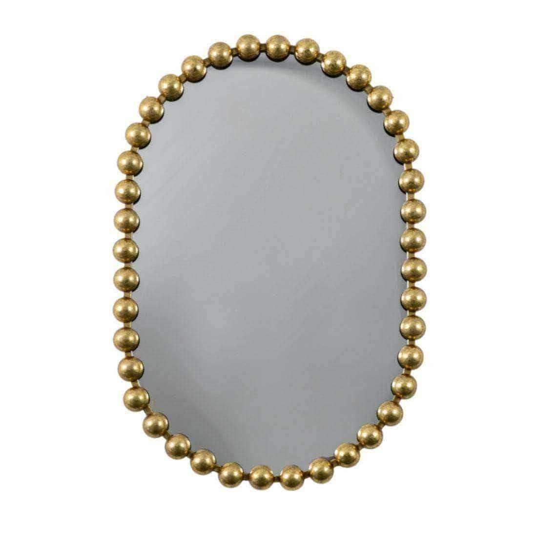 Distressed Gold Large Beaded Portrait Mirror - The Farthing