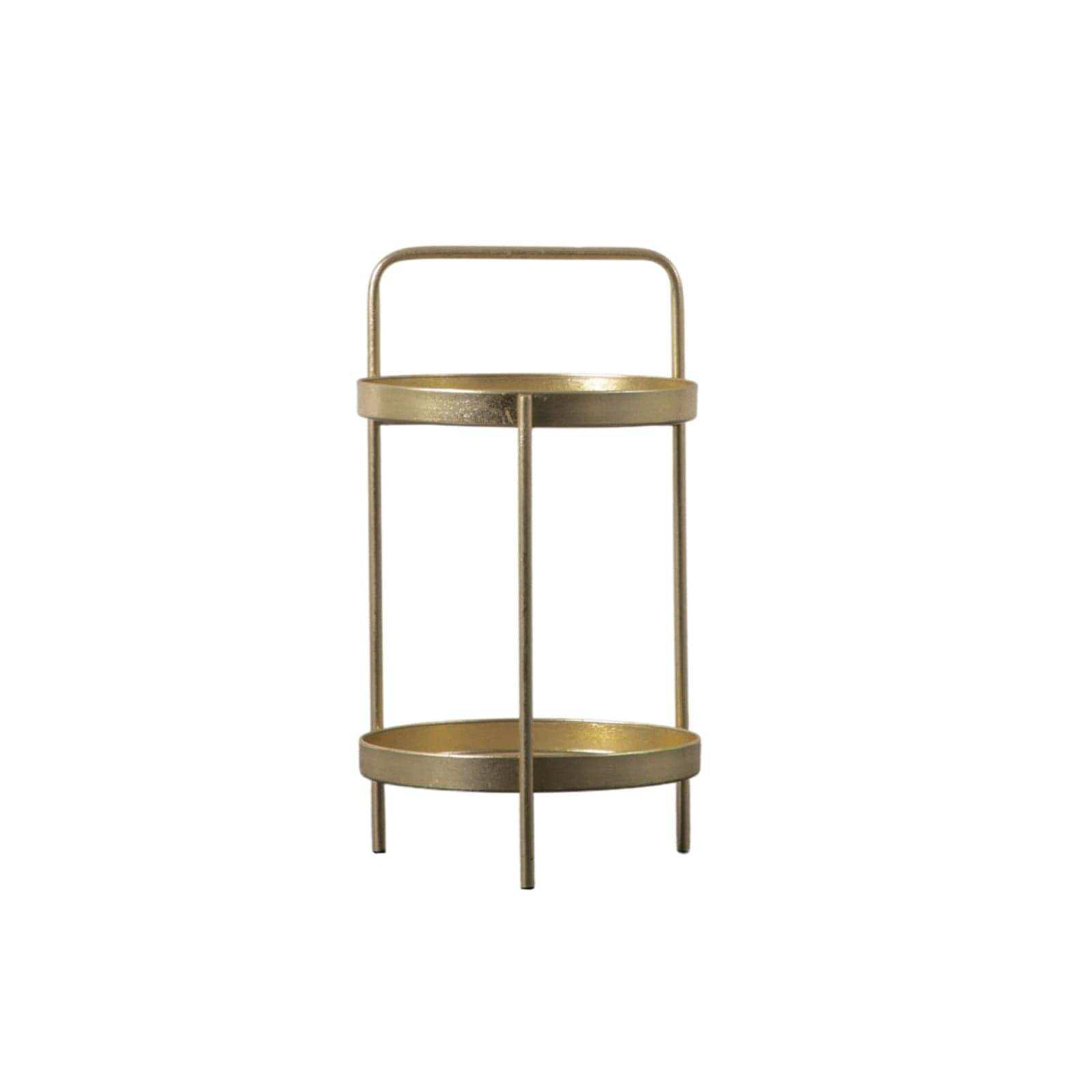 Distressed Gold Round Two Tier Side Table - The Farthing