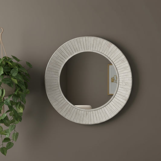 Distressed White Round Tisbury Wall Mirror - The Farthing