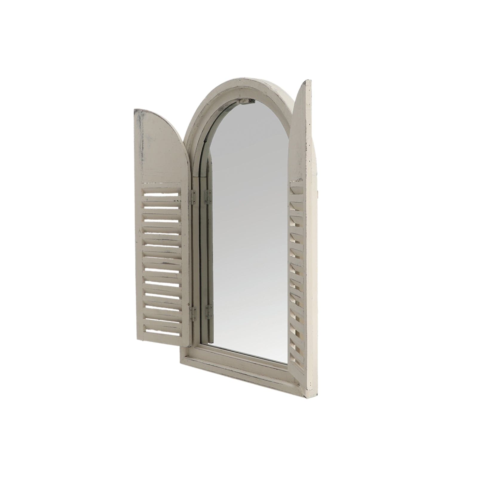 Distressed White Wooden Outdoor Shutter Wall Mirror - The Farthing