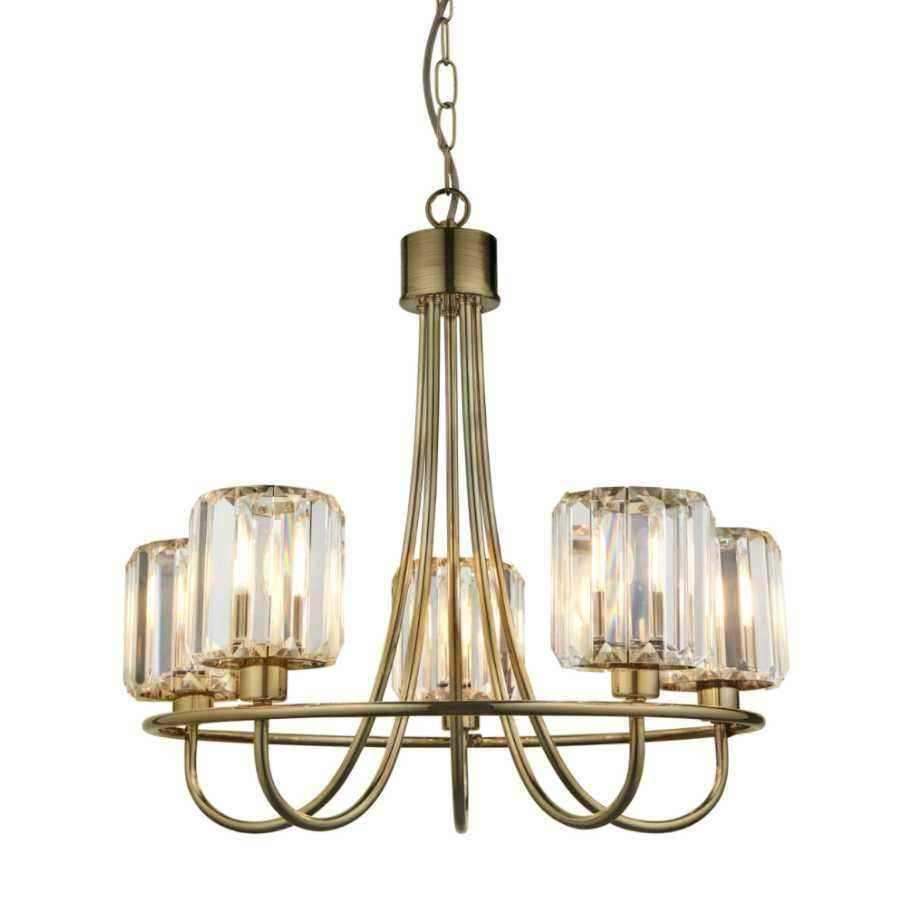 Faceted Glass & Antique Brass Pendant Light - The Farthing