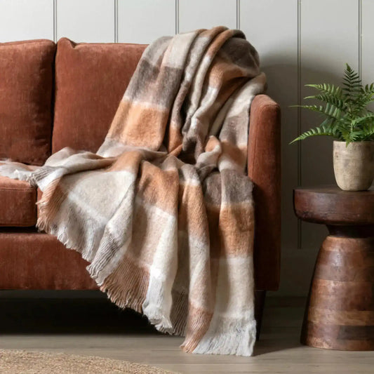 Faux Mohair Checked Design Throw - The Farthing