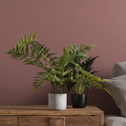 Faux Potted Fern Plant in Cement Pot
