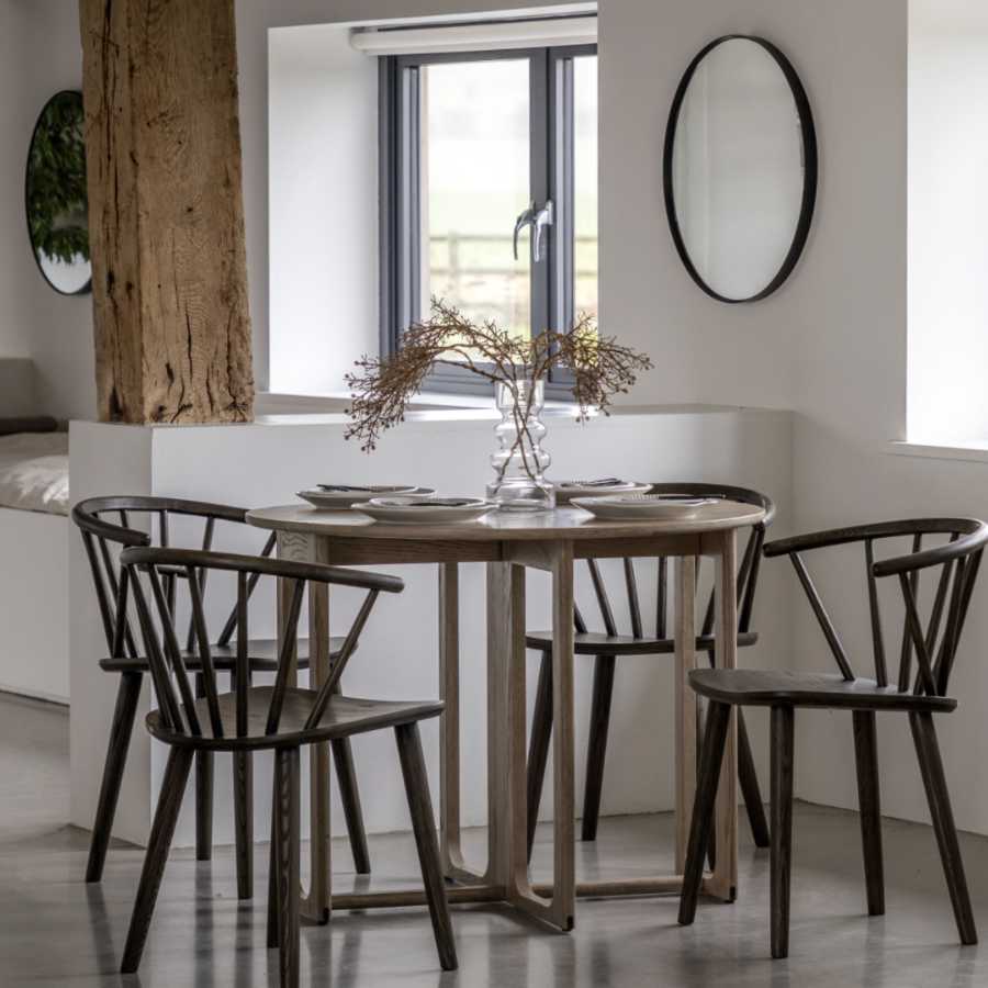 Folding Round Nordic Smoked Oak Dining Table - The Farthing