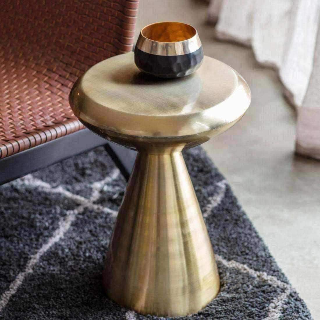 Glamorous Spun Metal Golden Side Table - The Farthing