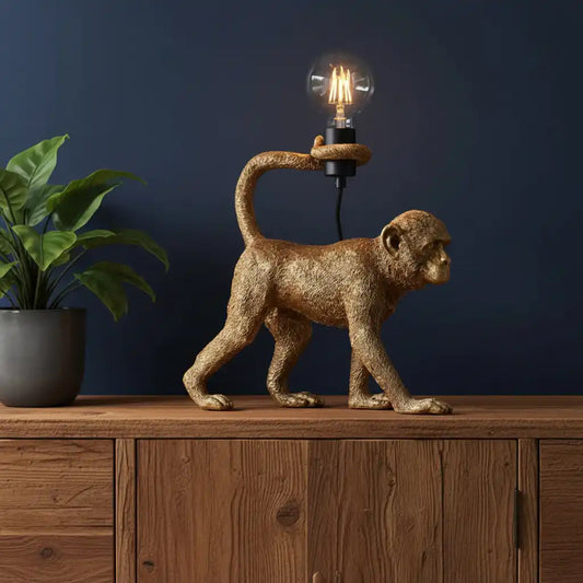Gold Walking Monkey Table Light - The Farthing