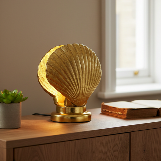 Art Deco Inspired Gold Shell Lamp