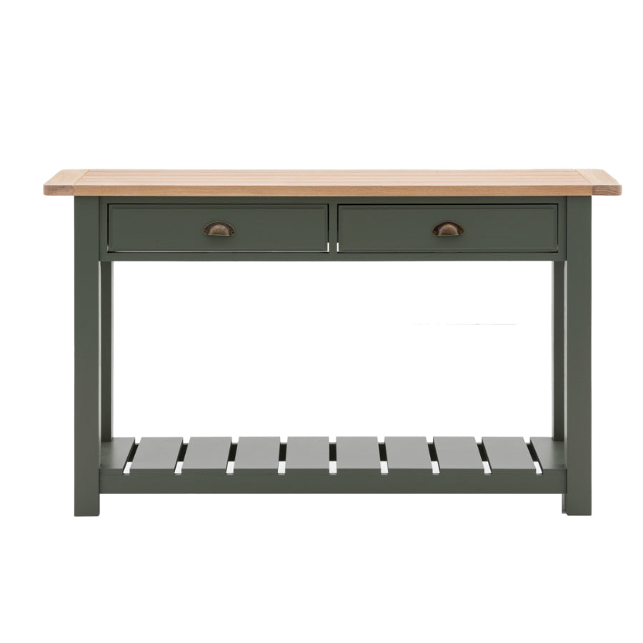 Green Farmhouse 2 Drawer Wood Console Table - The Farthing