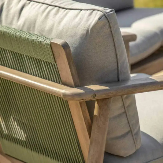 Grey Cushion and Wood Outdoor Lounge Sofa Set - The Farthing