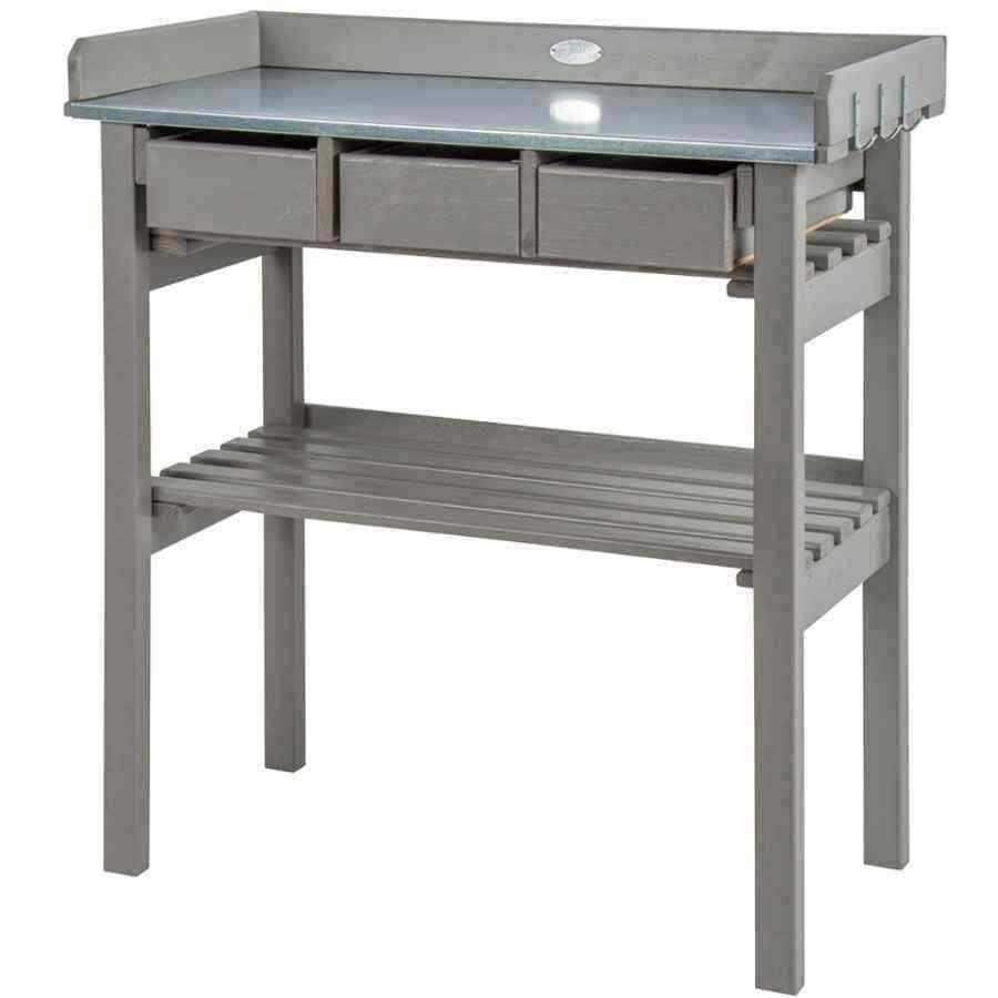Grey Painted Wood and Zinc Topped Potting table - The Farthing