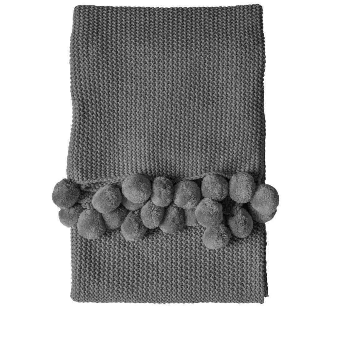 Grey Pom Pom Throw - The Farthing