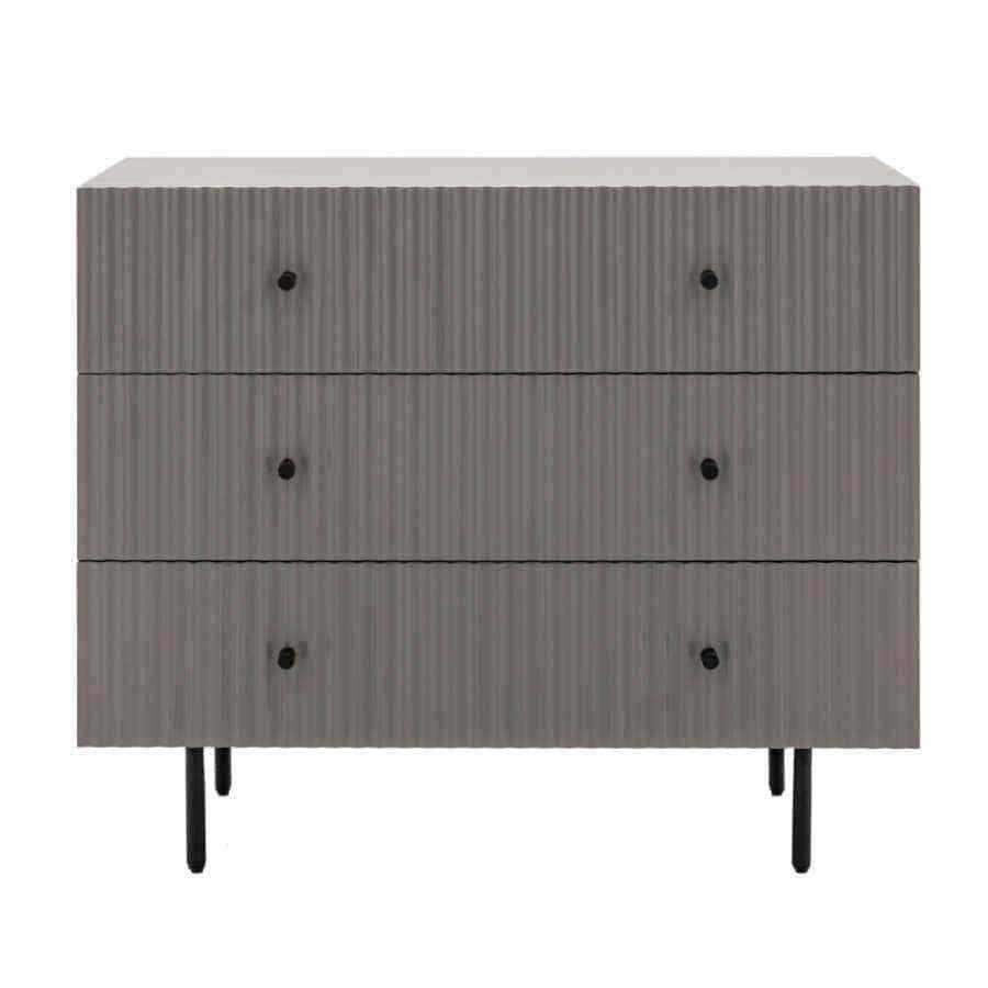 Grey Scalloped Front 3 Drawer Chest Of Drawers - The Farthing