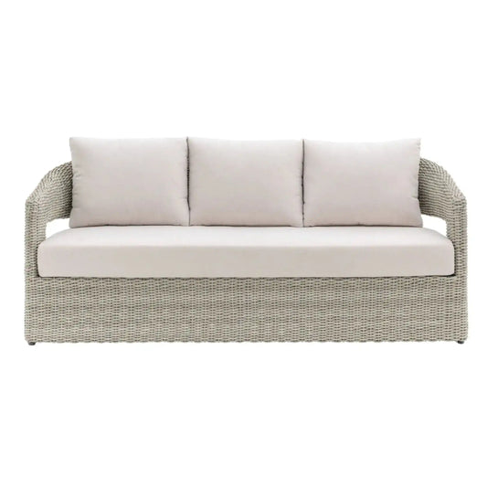 Grey Woven PE Wicker Arc 3 Seater Garden Sofa - The Farthing