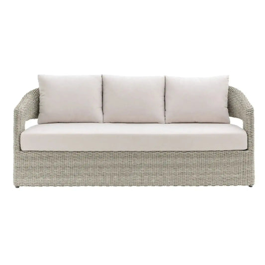 Grey Woven PE Wicker Arc 3 Seater Garden Sofa - The Farthing