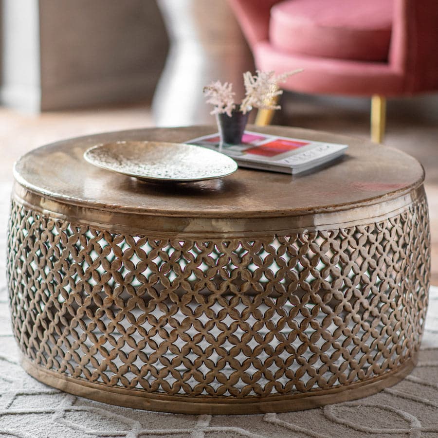Hand Hammered Round Metal Coffee Table - The Farthing