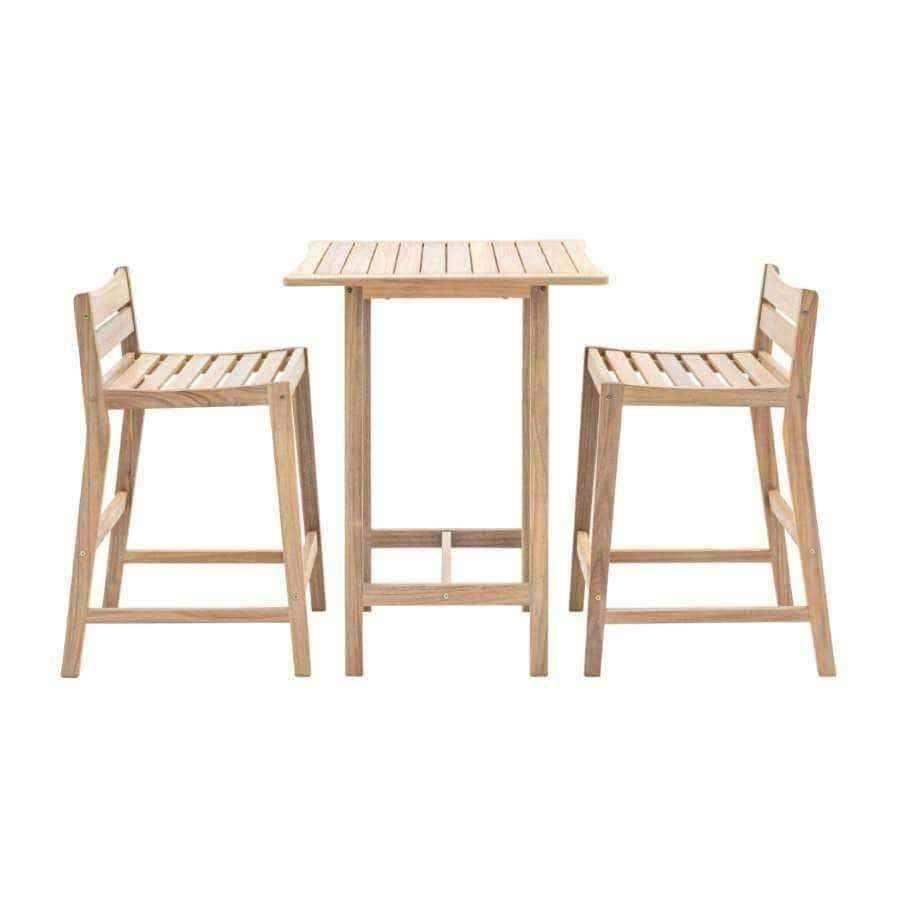 High Outdoor Slatted Wood Bistro Bar Set - The Farthing