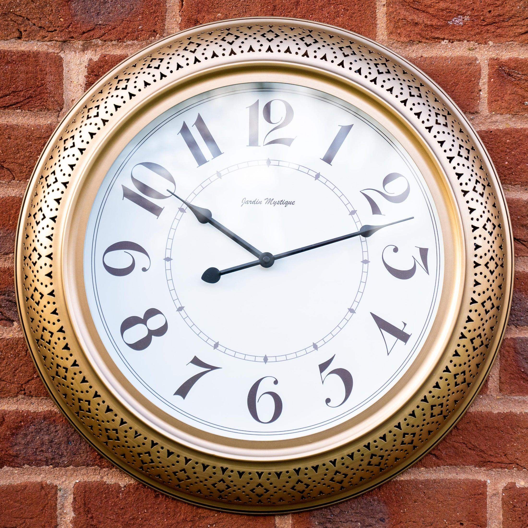 Glazed Front Gold Indoor / Outdoor Wall Clock