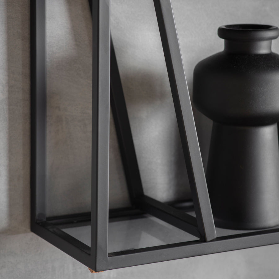 Industrial Angular Dark Metal Wall Shelf - The Farthing