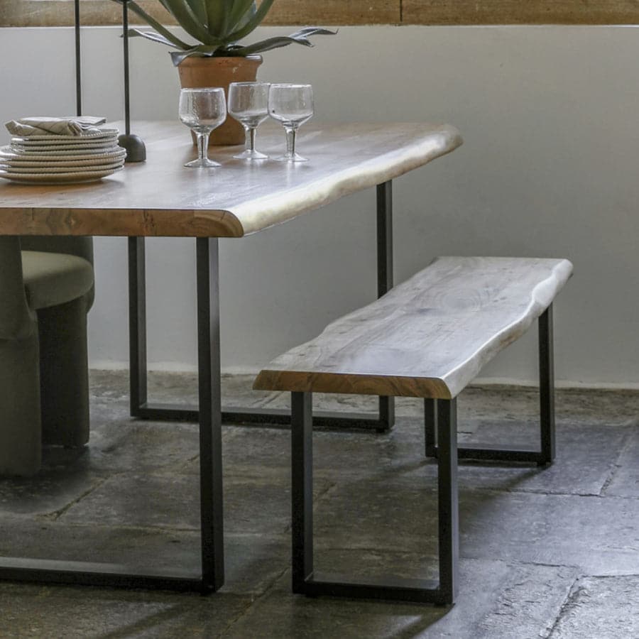 Industrial Loft Acacia Wood Dining Bench - The Farthing