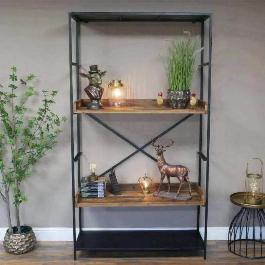 Metal and deals wood shelf unit