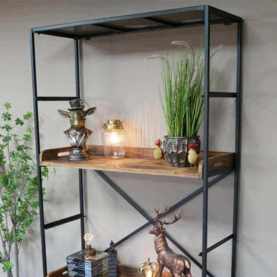 Industrial Metal and Wood Display Shelf Unit - The Farthing