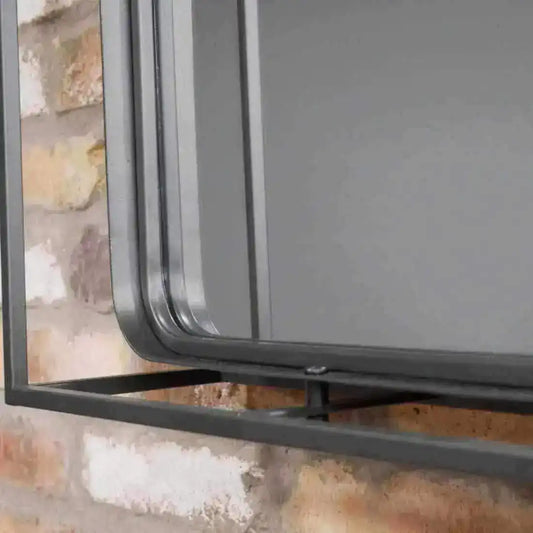 Industrial Portrait Mirror with Side Storage Shelves - The Farthing