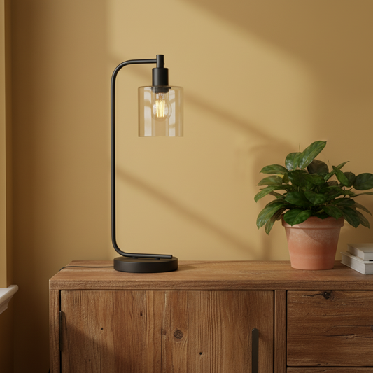 Industrial Styled Matt Black Table Light