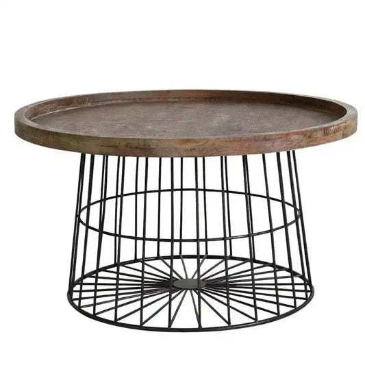 Industrial Wire and Wood Coffee Table - The Farthing