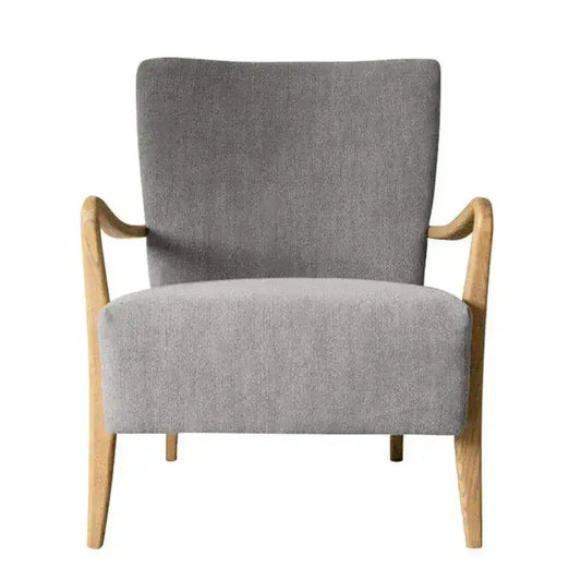 James Soft Grey Linen and Oak Wood Arm Chair - The Farthing