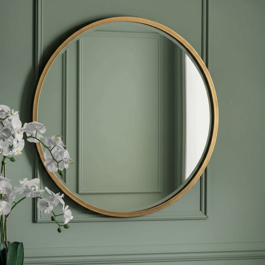 Large Antique Gold Round Mirror - The Farthing