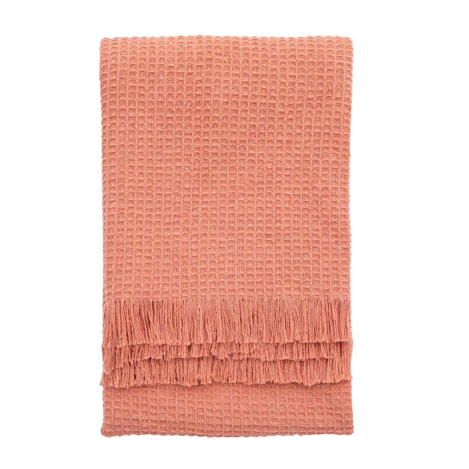 Large Blush Pink Waffle Texture Throw - The Farthing