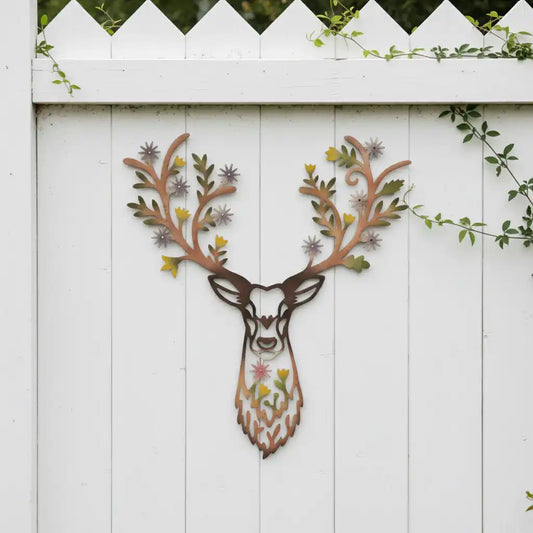 Large Colourful Stag Garden Wall Art - The Farthing