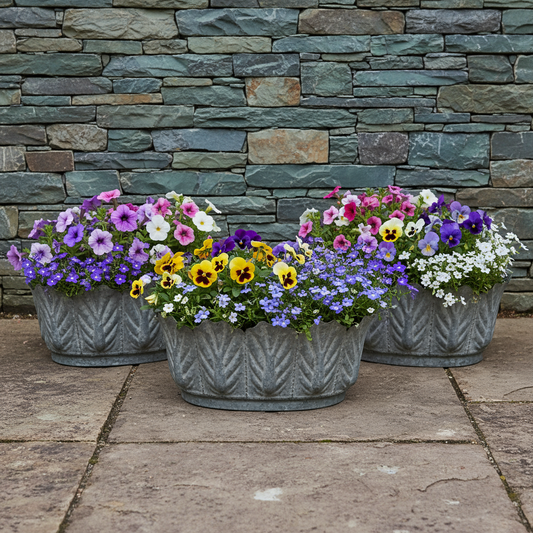 Leaf Edge Distressed Metal Plant Pot Set of 3