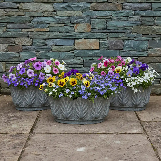 Leaf Edge Distressed Metal Plant Pot Set of 3