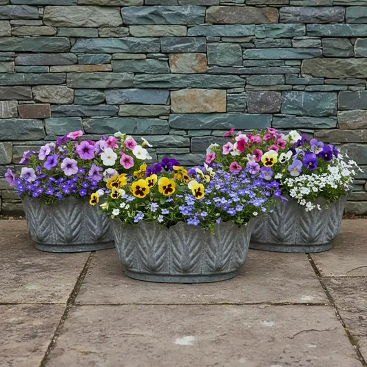 Leaf Edge Distressed Metal Plant Pot Set of 3