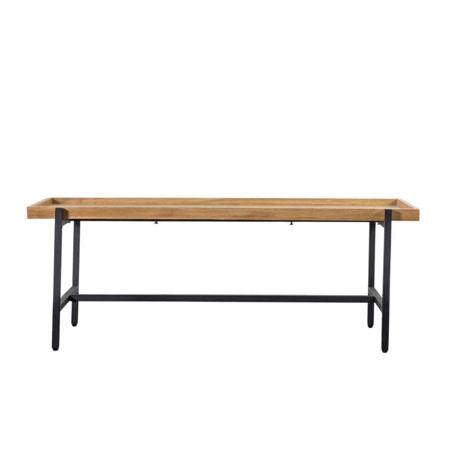 Metal and Lipped Wood Topped Rectangular Coffee Table - The Farthing
