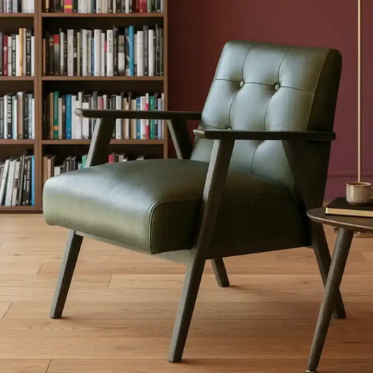 green leather arm chair farthing
