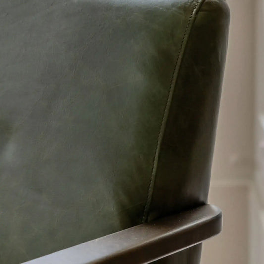 Mid Century Green Leather Chair - The Farthing