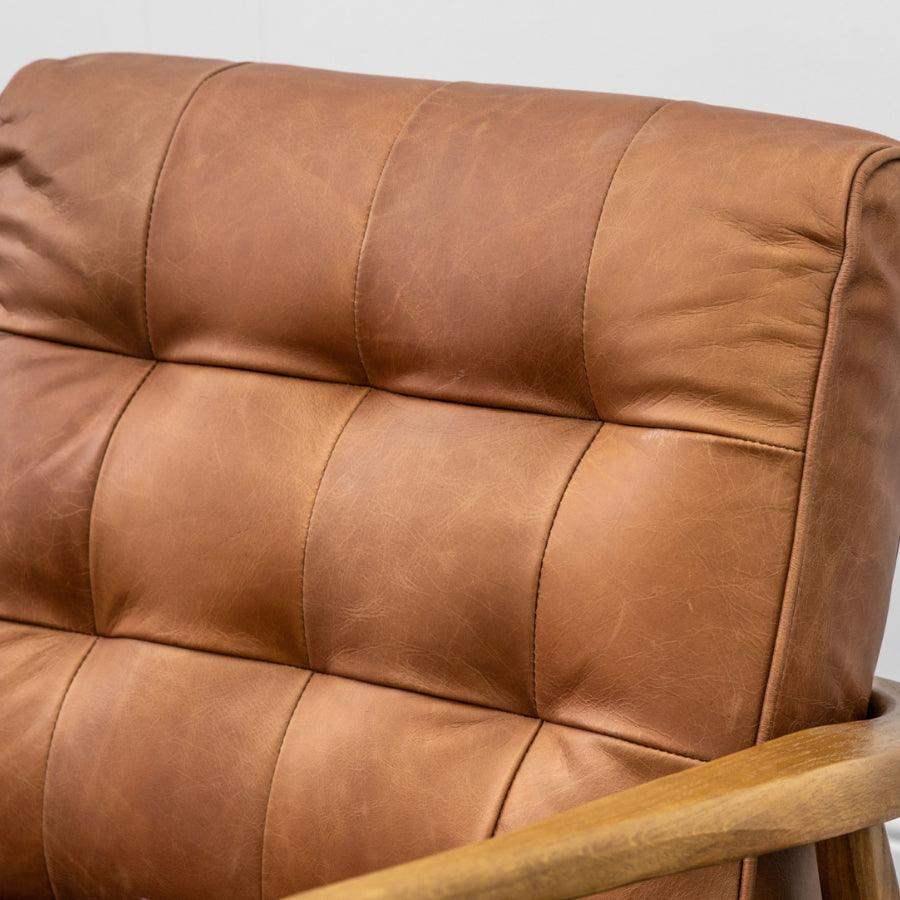 Mid Century Modern Vintage Brown Leather Arm Chair - The Farthing