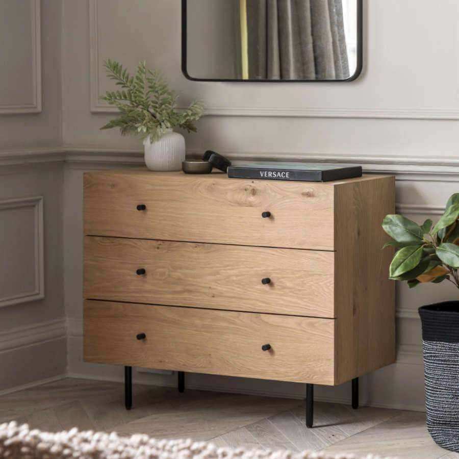 Modern Oak 3 Drawer Chest of Drawers - The Farthing