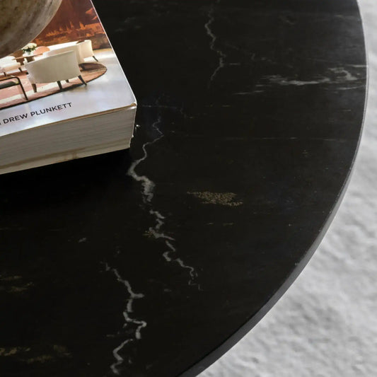 Natural Round Black Marble Coffee Table - The Farthing