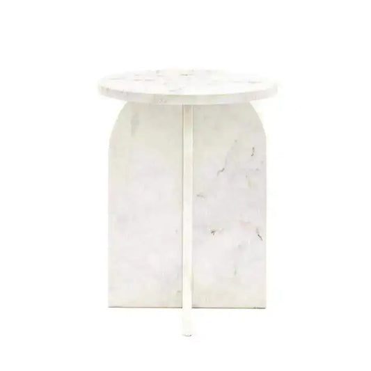 Natural Round White Marble Side Table - The Farthing