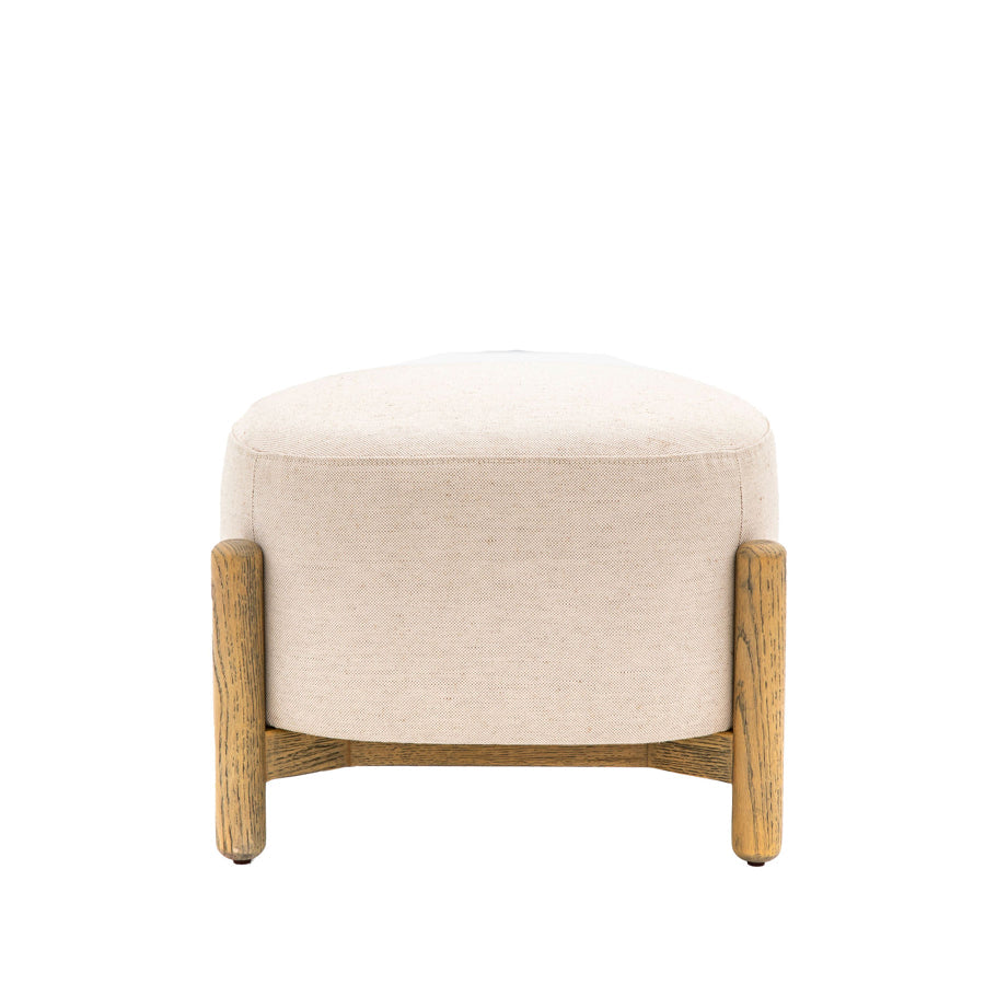 Natural Tone Fabric Footstool with Oak Legs - The Farthing